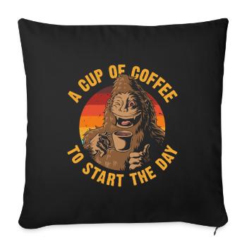 A cup of coffee to start the day retro - Sofa pillowcase 17,3'' x 17,3'' (45 x 45 cm) - black - Front