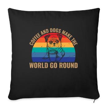 Coffee and dog world go around retro - Sofa pillowcase 17,3'' x 17,3'' (45 x 45 cm) - black - Front