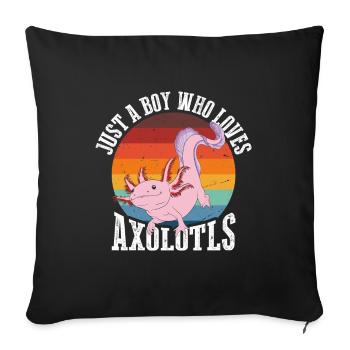 Nur Ein Junge, Der Axolotls Im Retro Liebt - Sofakissenbezug 45 x 45 cm - Schwarz - Vorne