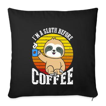 Ich Bin Ein Faultier Vor Dem Kaffee Im Retro - Sofakissenbezug 45 x 45 cm - Schwarz - Vorne