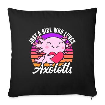 Nur Ein Mädchen, Das Axolotls In Retro Liebt - Sofakissenbezug 45 x 45 cm - Schwarz - Vorne