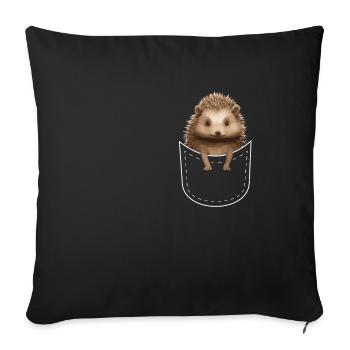 Hérissons Vêtements Poche Animal T-Shirt - Housse de coussin décorative 45 x 45 cm - noir - Devant
