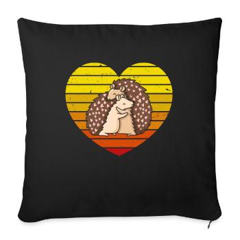 Igels Im Retro Vintage Heart T-Shirt - Sofakissenbezug 45 x 45 cm - Schwarz - Vorne