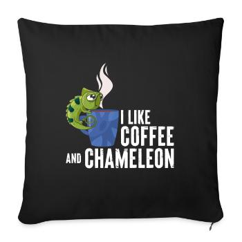 J’aime le café et le caméléon T-shirt - Housse de coussin décorative 45 x 45 cm - noir - Devant
