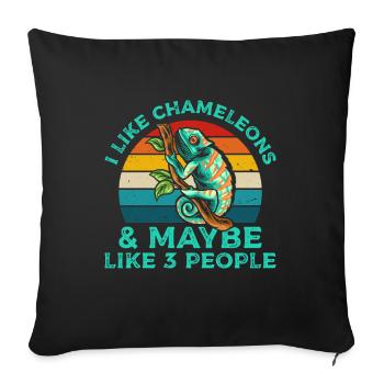 J’aime les caméléons T-shirt rétro - Housse de coussin décorative 45 x 45 cm - noir - Devant