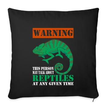 Avertissement : Cette personne parle peut-être de reptiles - Housse de coussin décorative 45 x 45 cm - noir - Devant