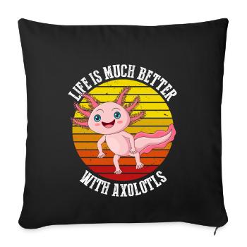 Das Leben Ist Mit Axolotls Im Retro Viel Besser - Sofakissenbezug 45 x 45 cm - Schwarz - Vorne