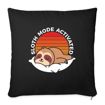 Sloth mode enabled in retro t-shirt - Sofa pillowcase 17,3'' x 17,3'' (45 x 45 cm) - black - Front