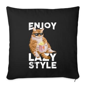 Enjoy lazy style - Sofa pillowcase 17,3'' x 17,3'' (45 x 45 cm) - black - Front