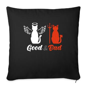 Bon et Mauvais Chat T-shirt - Housse de coussin décorative 45 x 45 cm - noir - Devant