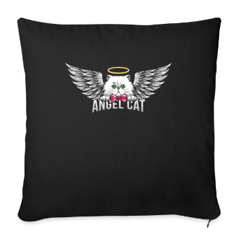 Ange chat persan T-shirt - Housse de coussin décorative 45 x 45 cm - noir - Devant