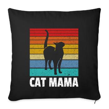 Maman chat - Housse de coussin décorative 45 x 45 cm - noir - Devant