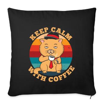 Stay Calm with Retro Coffee - Sofa pillowcase 17,3'' x 17,3'' (45 x 45 cm) - black - Front