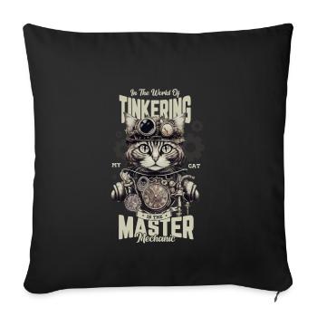 Dans le monde de l’artisanat de mon chat - Housse de coussin décorative 45 x 45 cm - noir - Devant