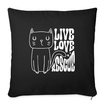 Live Love Rescue - Sofa pillowcase 17,3'' x 17,3'' (45 x 45 cm) - black - Front