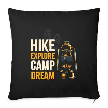 Hike explore camp dream - Sofa pillowcase 17,3'' x 17,3'' (45 x 45 cm) - black - Front