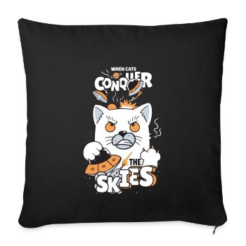 When cats conquer the skies - Sofa pillowcase 17,3'' x 17,3'' (45 x 45 cm) - black - Front