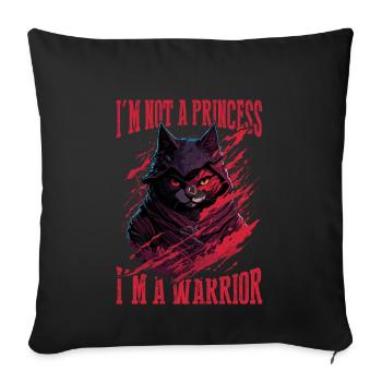 Je ne suis pas une princesse, je suis une guerrière - Housse de coussin décorative 45 x 45 cm - noir - Devant