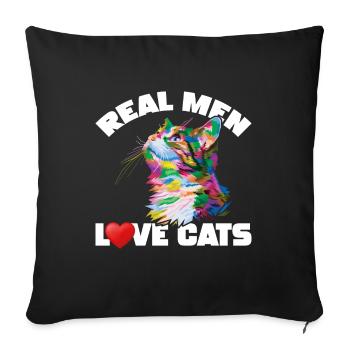 Real Men Love Cats - Sofa pillowcase 17,3'' x 17,3'' (45 x 45 cm) - black - Front