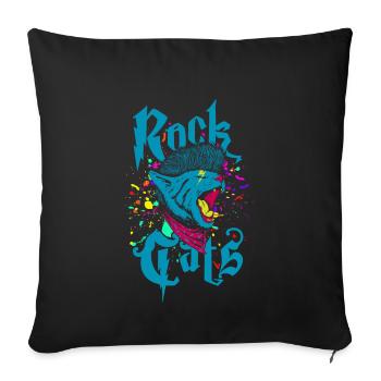 Cats rock - Sofa pillowcase 17,3'' x 17,3'' (45 x 45 cm) - black - Front