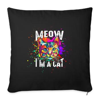 Miaou, je suis un chat - Housse de coussin décorative 45 x 45 cm - noir - Devant
