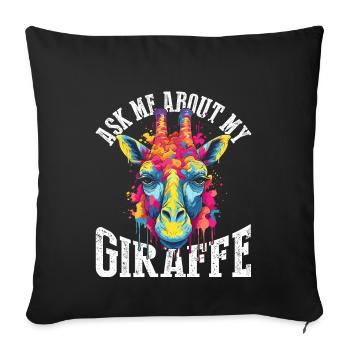 Posez-moi des questions sur ma girafe - Housse de coussin décorative 45 x 45 cm - noir - Devant