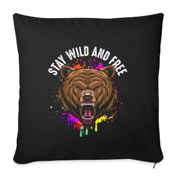 Stay wild and free - Sofa pillowcase 17,3'' x 17,3'' (45 x 45 cm) - black - Front