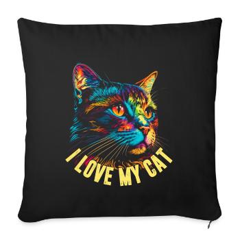 I love my cat - Sofa pillowcase 17,3'' x 17,3'' (45 x 45 cm) - black - Front