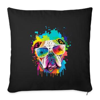 Colorful bulldog head - Sofa pillowcase 17,3'' x 17,3'' (45 x 45 cm) - black - Front