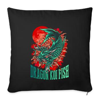 Dragon Koi Fish - Sofa pillowcase 17,3'' x 17,3'' (45 x 45 cm) - black - Front