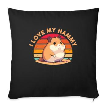 J’aime mon Hamy T-shirt rétro - Housse de coussin décorative 45 x 45 cm - noir - Devant
