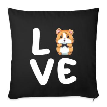 Mignon Hamster Love T-shirt - Housse de coussin décorative 45 x 45 cm - noir - Devant