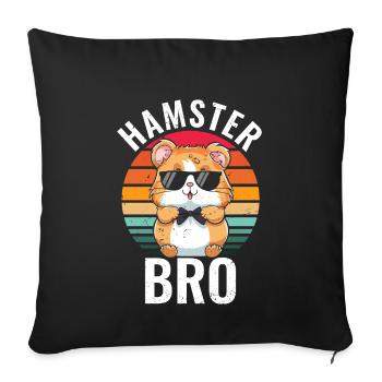 Hamster Bro T-shirt rétro - Housse de coussin décorative 45 x 45 cm - noir - Devant