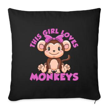 This girl loves monkeys - Sofa pillowcase 17,3'' x 17,3'' (45 x 45 cm) - black - Front