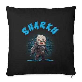 Chibi Sharku Guerrier - Housse de coussin décorative 45 x 45 cm - noir - Devant