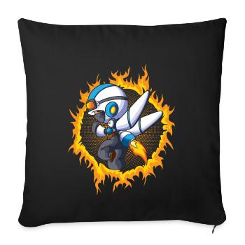 Garçon de l’espace avec fond de feu en demi-teinte - Housse de coussin décorative 45 x 45 cm - noir - Devant