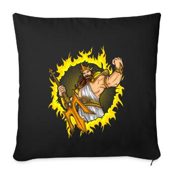 Dieux en colère avec fond de feu en demi-teinte - Housse de coussin décorative 45 x 45 cm - noir - Devant