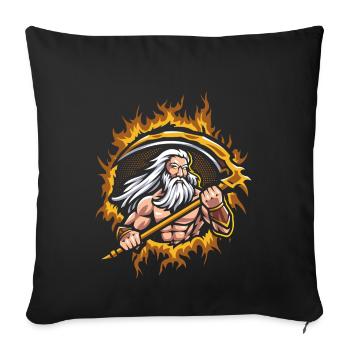 Uranus Dieu avec fond de feu en demi-teinte - Housse de coussin décorative 45 x 45 cm - noir - Devant