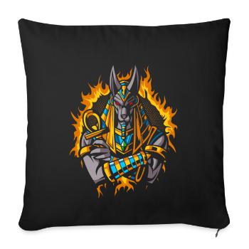 Anubis Dieu avec demi-teinte or feu - Housse de coussin décorative 45 x 45 cm - noir - Devant