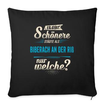 Heimat Stadt - Biberach an der Riß - blau retro - - Sofakissenbezug 45 x 45 cm - Schwarz - Vorne