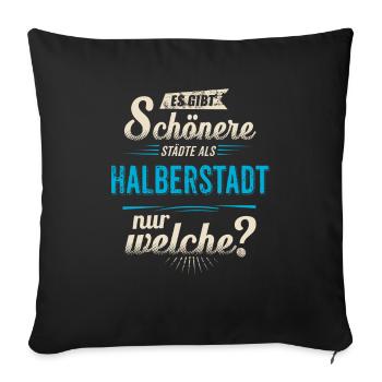Heimat Stadt - Halberstadt - blau retro - - Sofakissenbezug 45 x 45 cm - Schwarz - Vorne