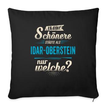 Heimat Stadt - Idar Oberstein - blau retro - - Sofakissenbezug 45 x 45 cm - Schwarz - Vorne