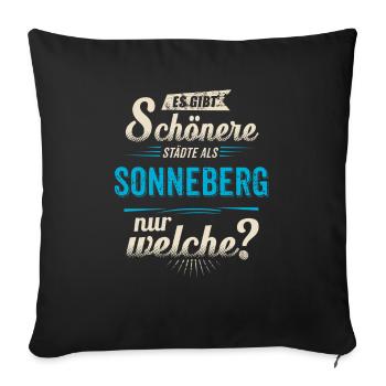 Heimat Stadt - Sonneberg - blau retro - RAHMENLOS - Sofa pillowcase 17,3'' x 17,3'' (45 x 45 cm) - black - Front