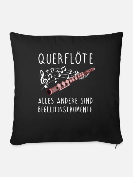 Querflöte Flöte Flötistin Konzert Klassische Musik - Sofakissenbezug 45 x 45 cm - Schwarz