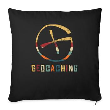 Geocaching Geocacher GPS Koordinaten Logbuch Multi - Sofakissenbezug 45 x 45 cm - Schwarz - Vorne