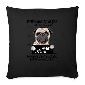 Mops - Sofakissenbezug 45 x 45 cm - Schwarz - Vorne