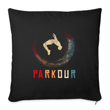 Parkour Freerunning Ninja Sport Design rétro - Housse de coussin décorative 45 x 45 cm - noir - Devant