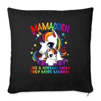 Mamacorn - Fête des Mères - Housse de coussin décorative 45 x 45 cm - noir - Devant