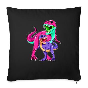 Mother and Son Dino - Mothers Day - Sofa pillowcase 17,3'' x 17,3'' (45 x 45 cm) - black - Front