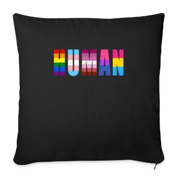 Coeur de drapeau LGBTQ HUMAIN - LGBTQ - Housse de coussin décorative 45 x 45 cm - noir - Devant